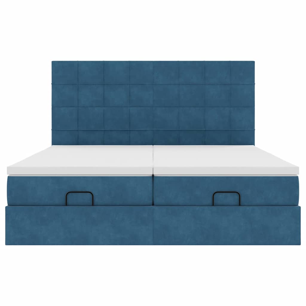 Bed poef met matrassen en leds 200x200 cm fluweel donkerblauw is nu te koop bij PeponiXL, paradijselijk wonen!