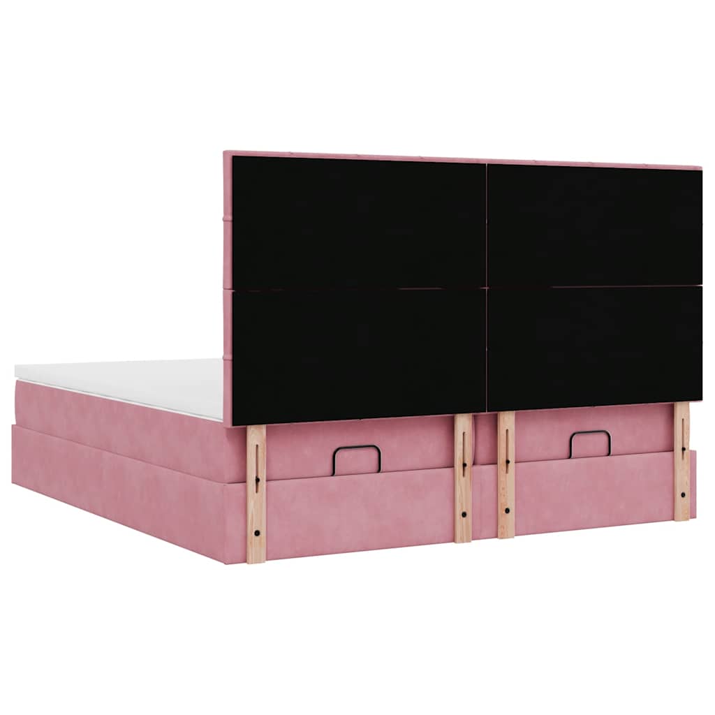 Ottoman bed met matrassen en LED's 200x200cm fluweel roze is nu te koop bij PeponiXL, paradijselijk wonen!