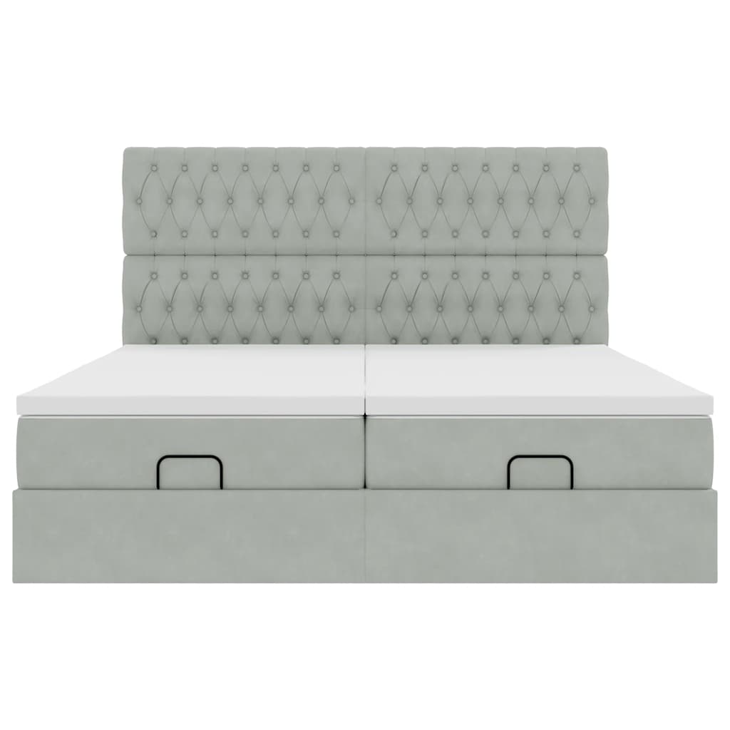 Ottoman bed met matrassen en LED's 160x200cm fluweel lichtgrijs is nu te koop bij PeponiXL, paradijselijk wonen!