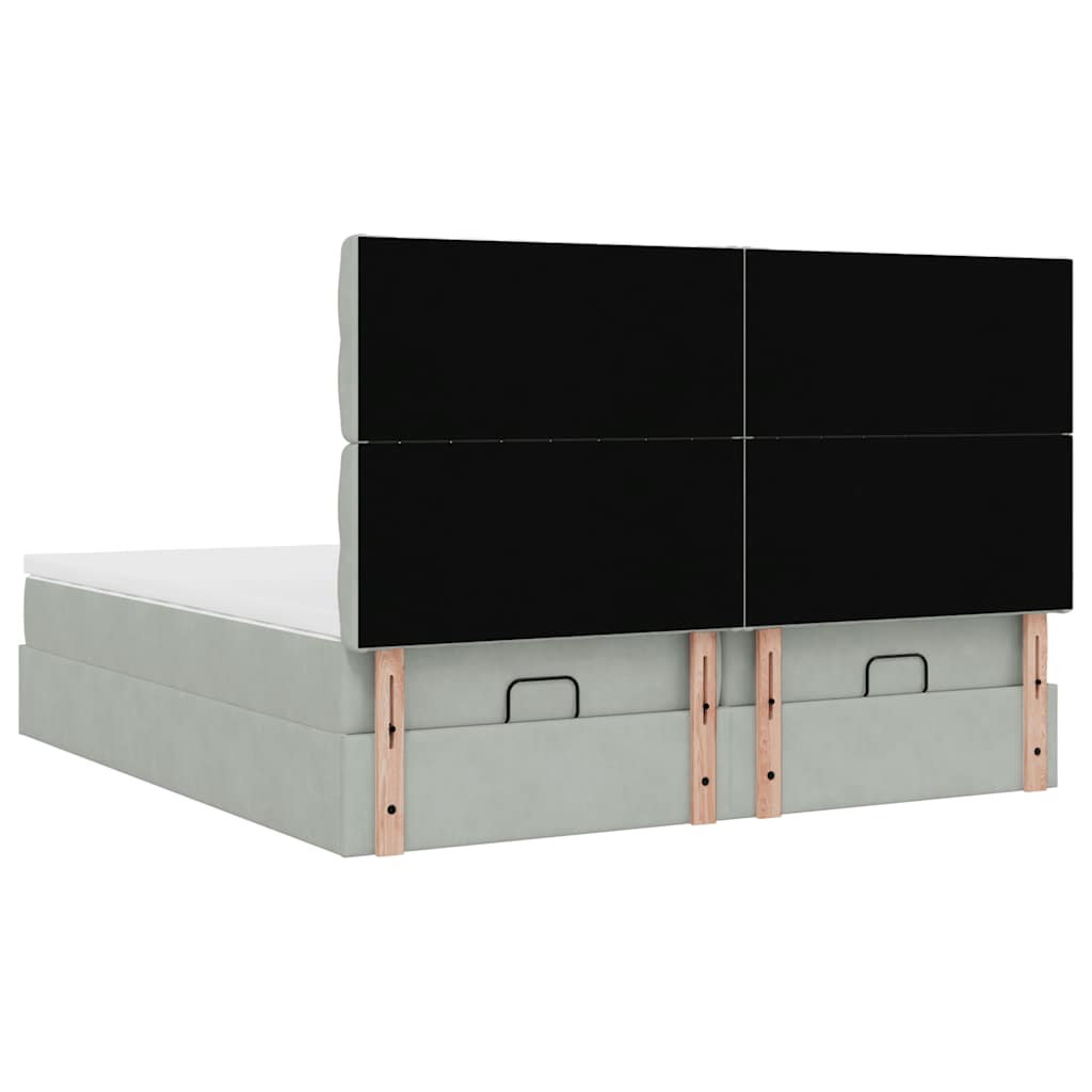 Ottoman bed met matrassen en LED's 160x200cm fluweel lichtgrijs is nu te koop bij PeponiXL, paradijselijk wonen!