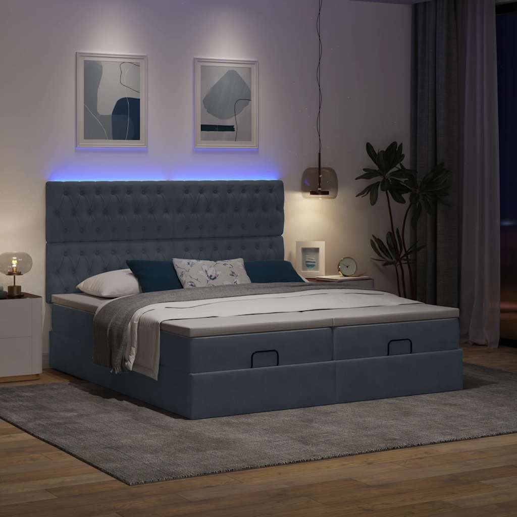 Ottoman bed met matrassen en LED's 160x200cm fluweel is nu te koop bij PeponiXL, paradijselijk wonen!