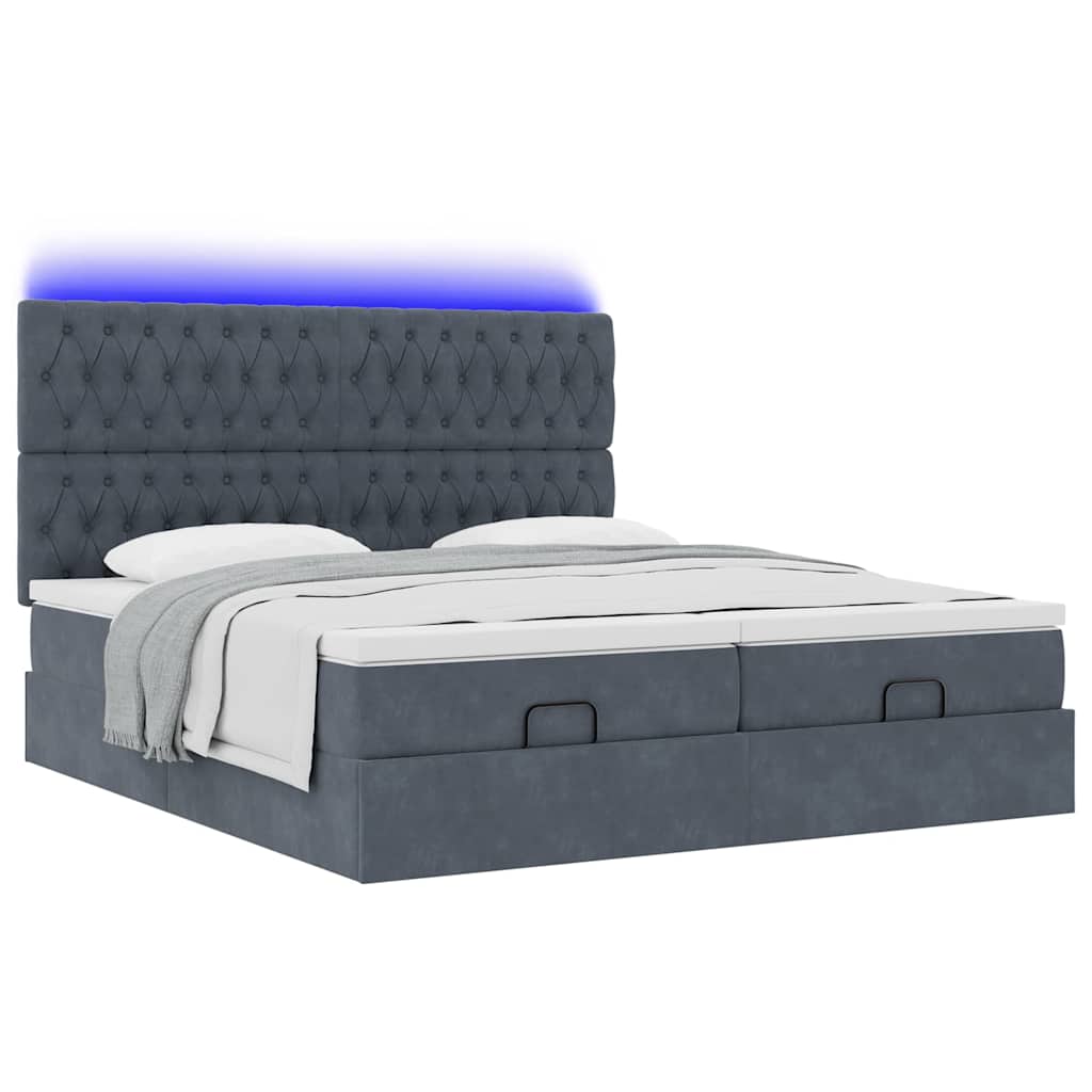 Ottoman bed met matrassen en LED's 160x200cm fluweel is nu te koop bij PeponiXL, paradijselijk wonen!