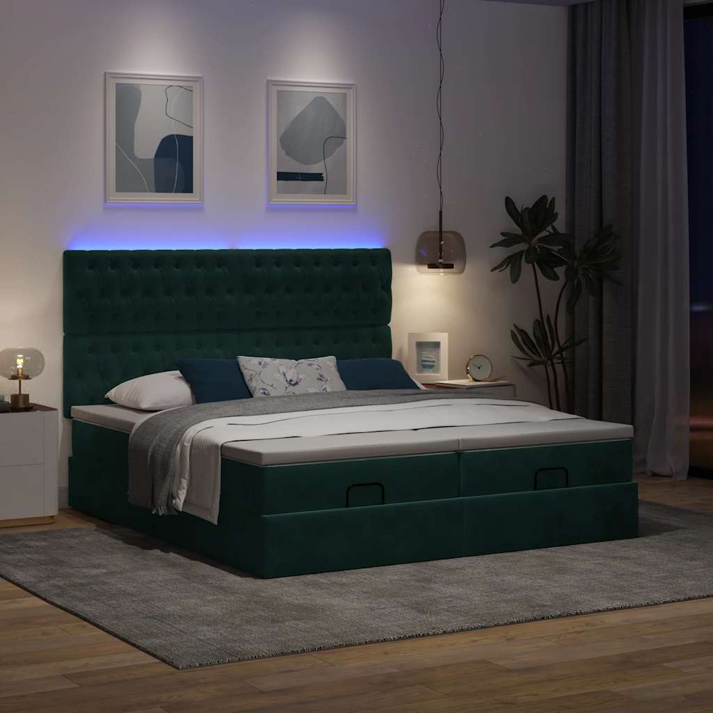 Ottoman bed met matrassen en LED's 160x200cm fluweel is nu te koop bij PeponiXL, paradijselijk wonen!