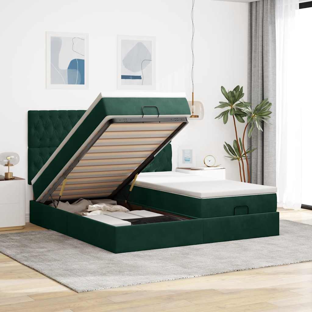 Ottoman bed met matrassen en LED's 160x200cm fluweel is nu te koop bij PeponiXL, paradijselijk wonen!
