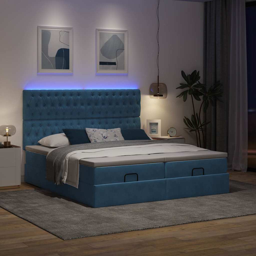 Ottoman bed met matrassen en LED's 160x200cm fluweel is nu te koop bij PeponiXL, paradijselijk wonen!