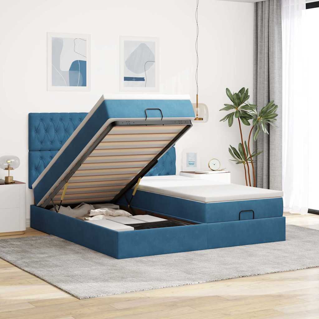 Ottoman bed met matrassen en LED's 160x200cm fluweel is nu te koop bij PeponiXL, paradijselijk wonen!