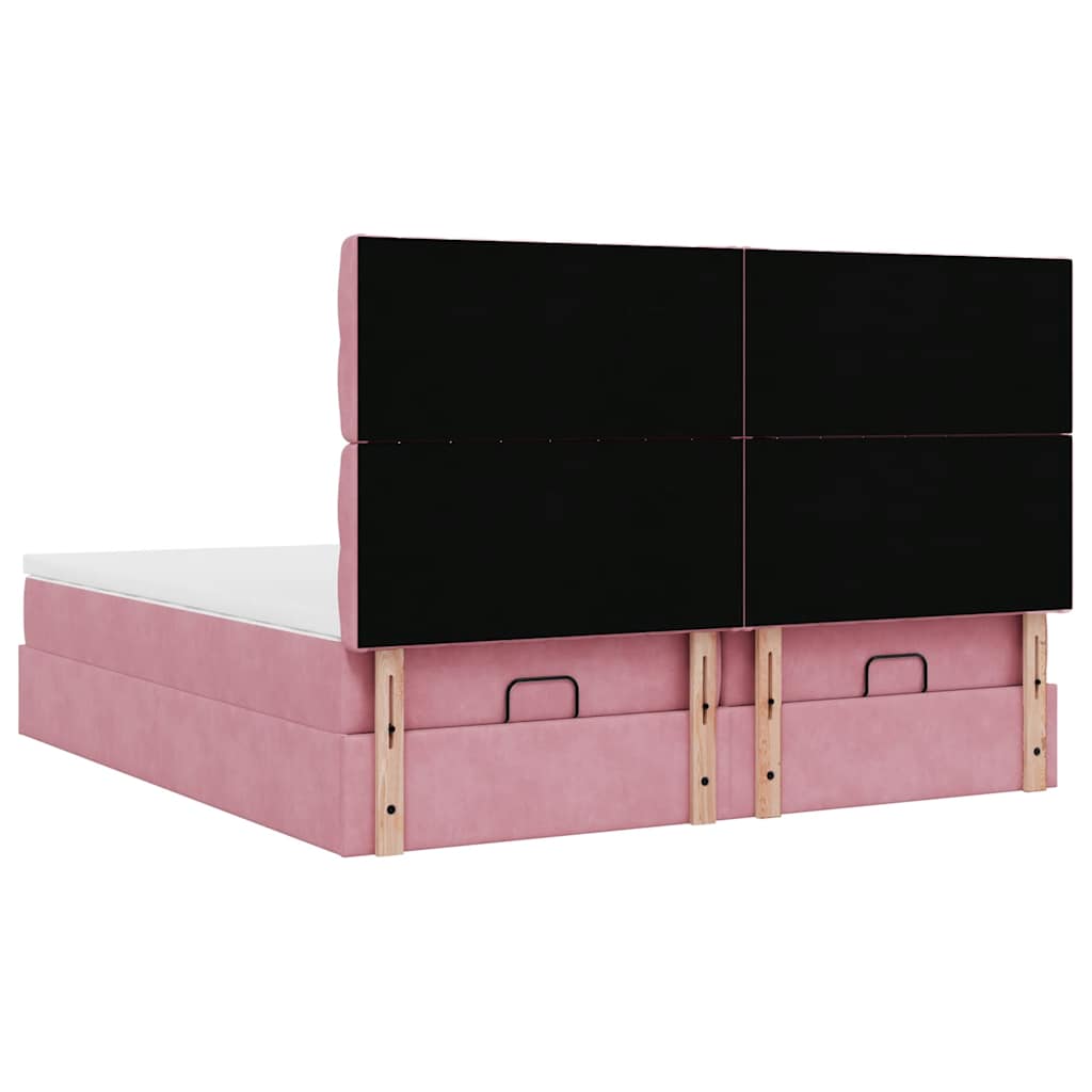 Ottoman bed met matrassen en LED's 180x200cm fluweel roze is nu te koop bij PeponiXL, paradijselijk wonen!