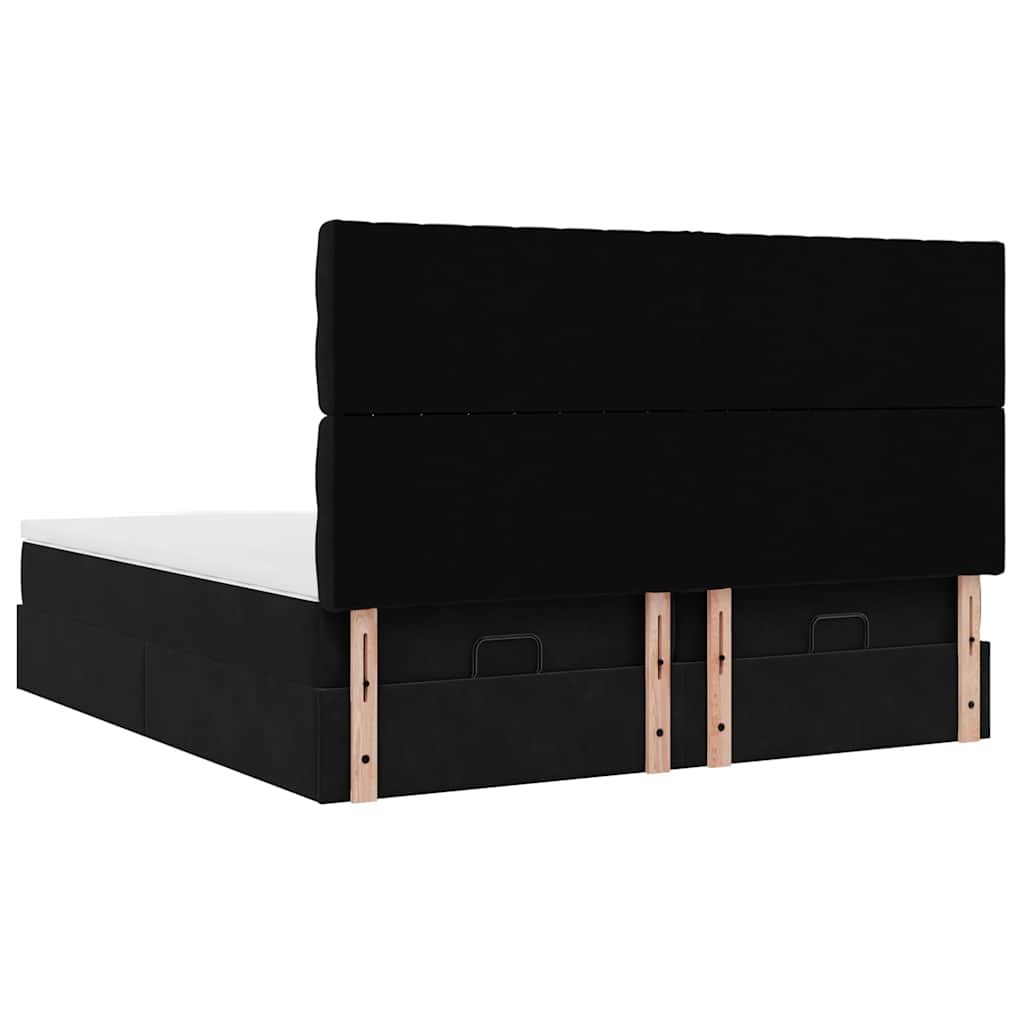 Ottoman bed met matrassen en LED's 200x200cm fluweel zwart is nu te koop bij PeponiXL, paradijselijk wonen!