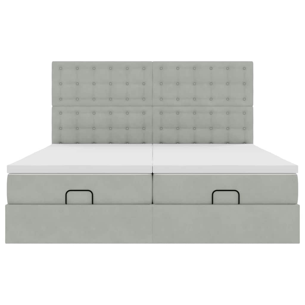 Ottoman bed met matrassen en LED's 160x200cm fluweel lichtgrijs is nu te koop bij PeponiXL, paradijselijk wonen!