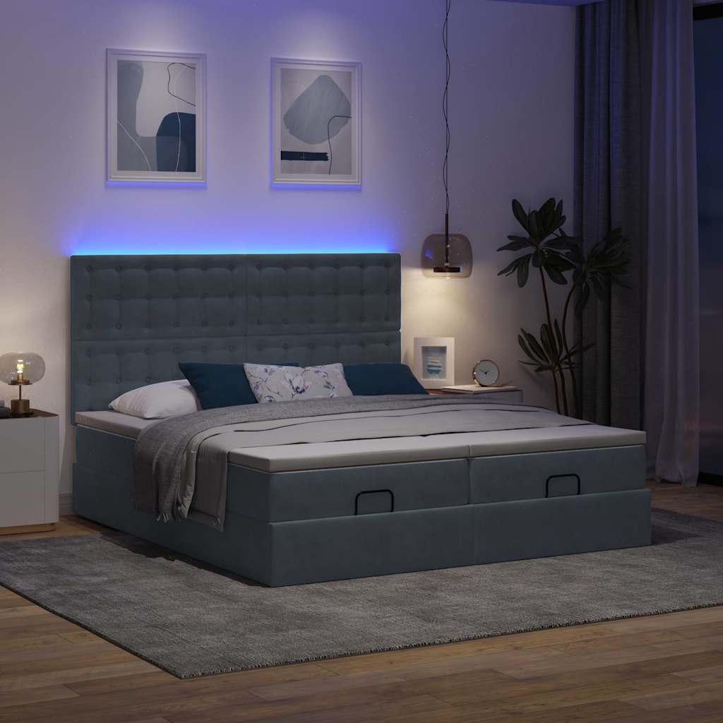 Ottoman bed met matrassen en LED's 160x200cm fluweel is nu te koop bij PeponiXL, paradijselijk wonen!