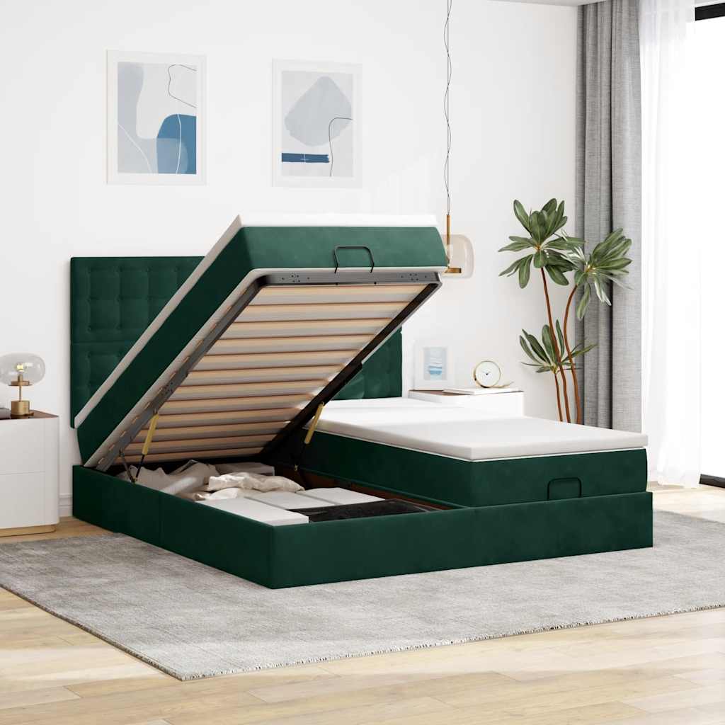 Ottoman bed met matrassen en LED's 160x200cm fluweel is nu te koop bij PeponiXL, paradijselijk wonen!