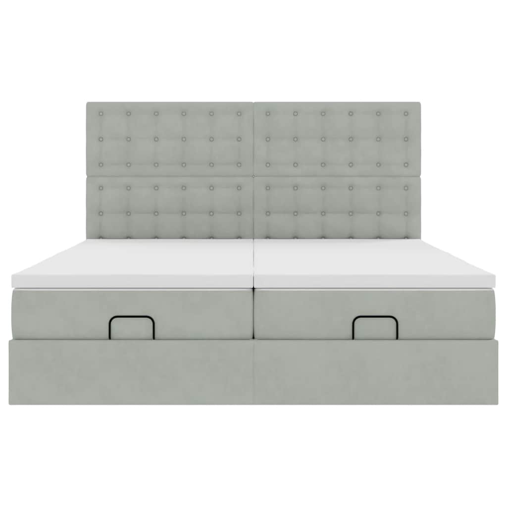 Ottoman bed met matrassen en LED's 180x200cm fluweel lichtgrijs is nu te koop bij PeponiXL, paradijselijk wonen!