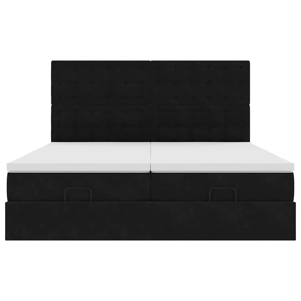 Ottoman bed met matrassen en LED's 180x200cm fluweel zwart is nu te koop bij PeponiXL, paradijselijk wonen!