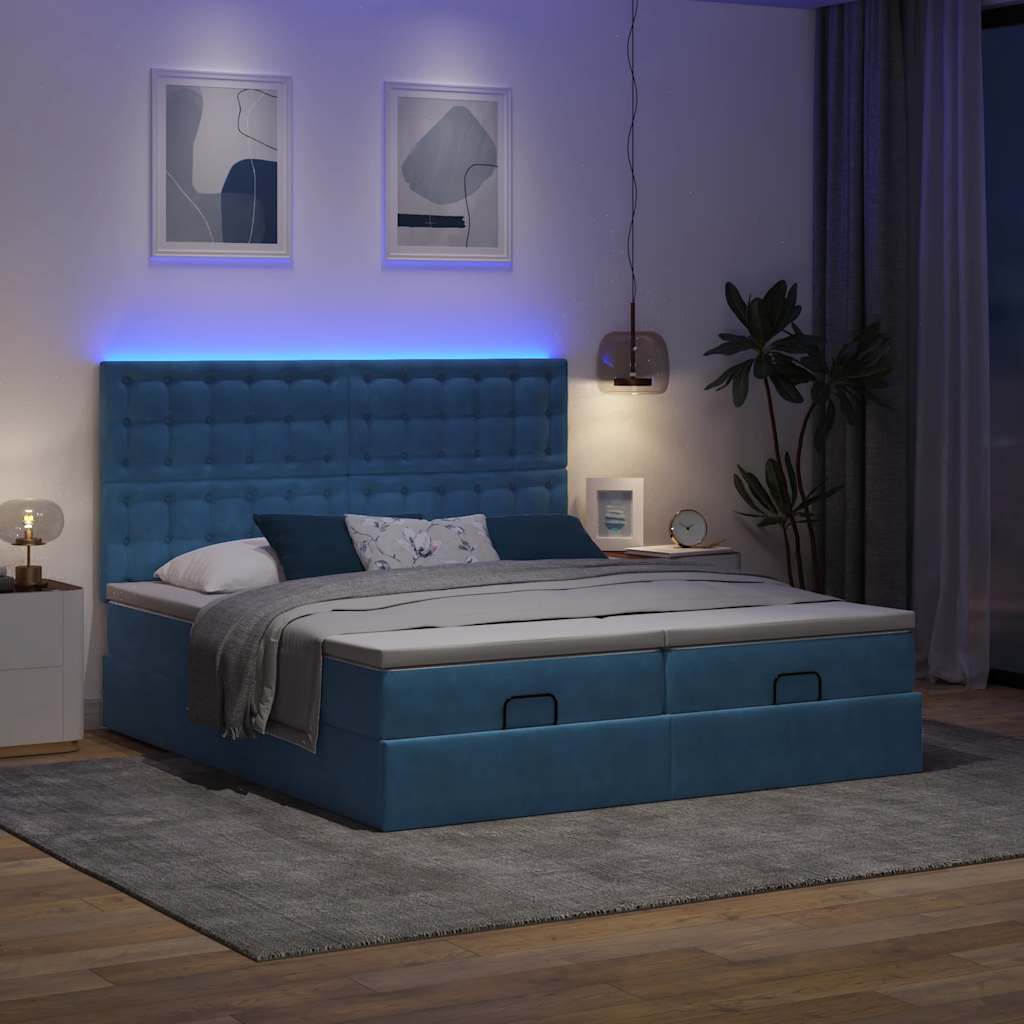 Ottoman bed met matrassen en LED's 180x200cm fluweel is nu te koop bij PeponiXL, paradijselijk wonen!