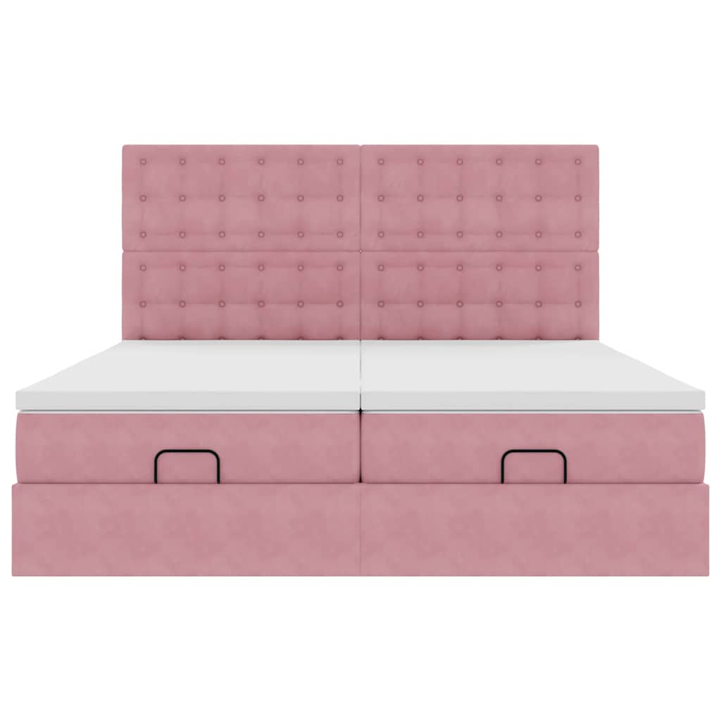 Ottoman bed met matrassen en LED's 180x200cm fluweel roze is nu te koop bij PeponiXL, paradijselijk wonen!
