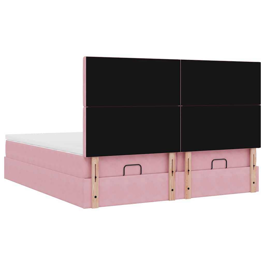 Ottoman bed met matrassen en LED's 180x200cm fluweel roze is nu te koop bij PeponiXL, paradijselijk wonen!