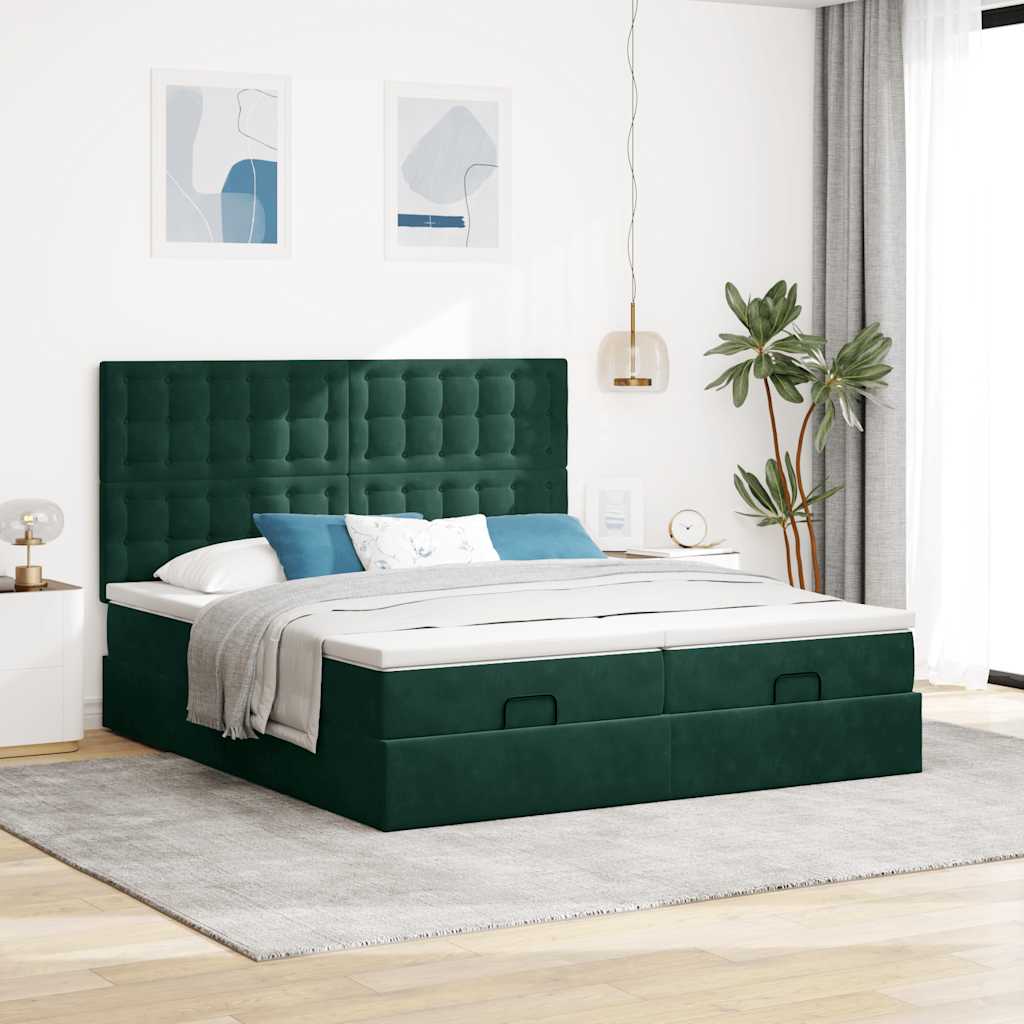 Ottoman bed met matrassen en LED's 200x200cm fluweel is nu te koop bij PeponiXL, paradijselijk wonen!