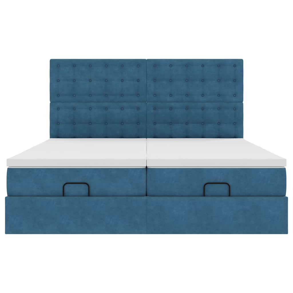 Bed poef met matrassen en leds 200x200 cm fluweel donkerblauw is nu te koop bij PeponiXL, paradijselijk wonen!