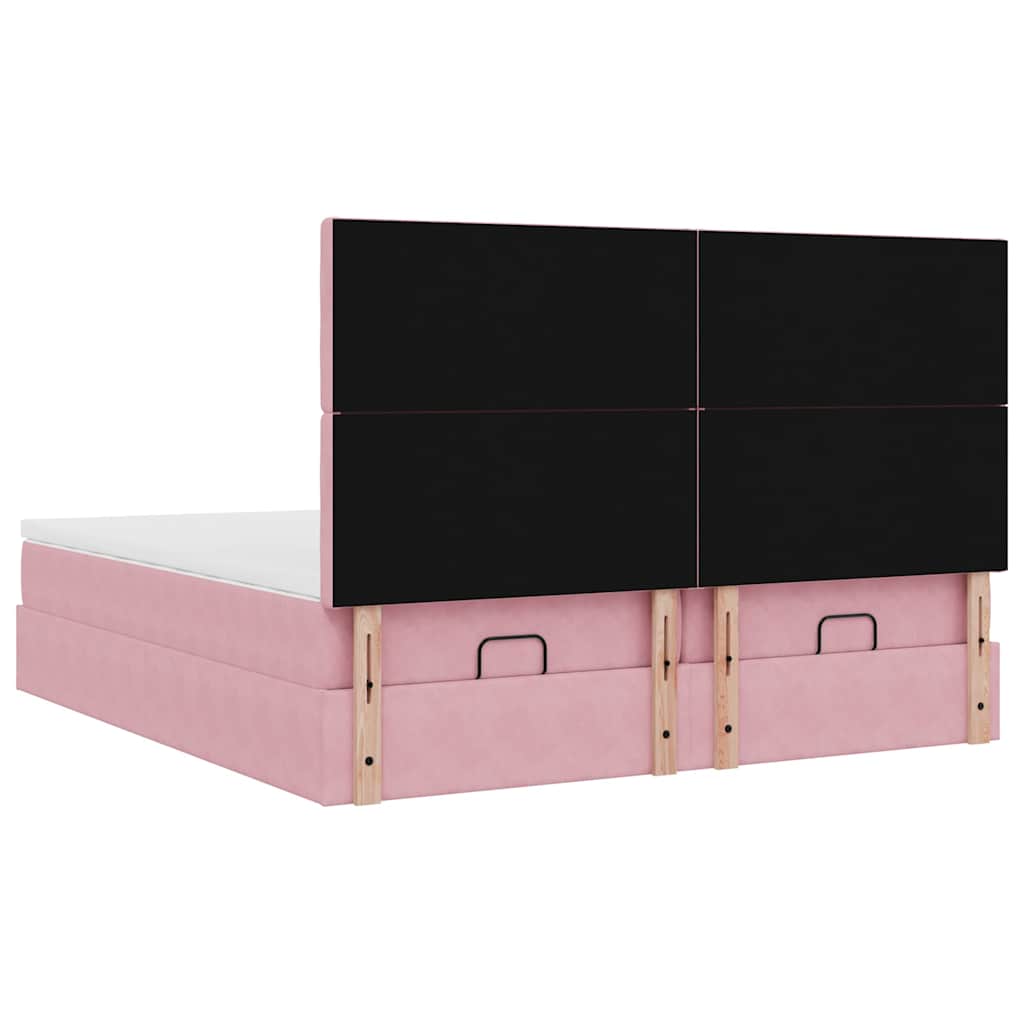 Ottoman bed met matrassen en LED's 200x200cm fluweel roze is nu te koop bij PeponiXL, paradijselijk wonen!