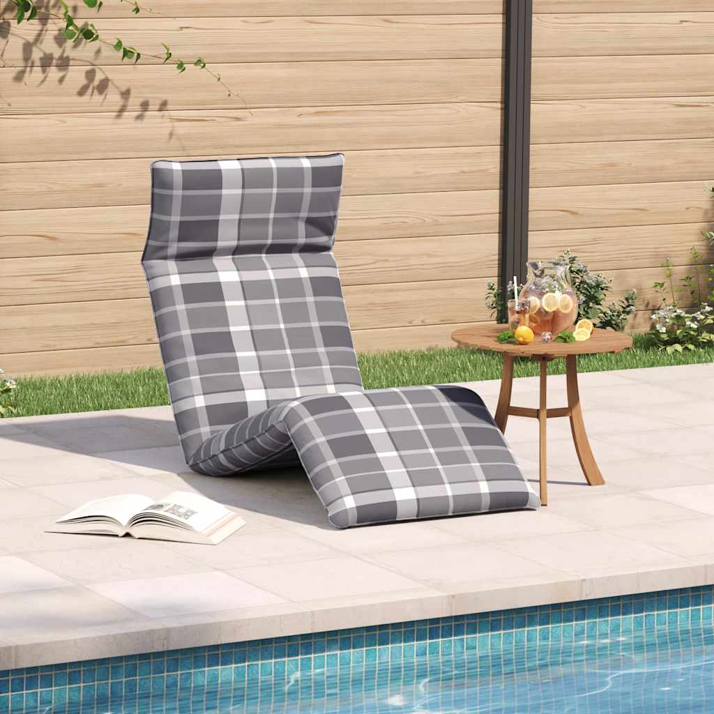 Opvouwbare ligstoel Grijs Geruit Patroon 175x54x8,5 cm Oxford Stof is nu te koop bij PeponiXL, paradijselijk wonen!