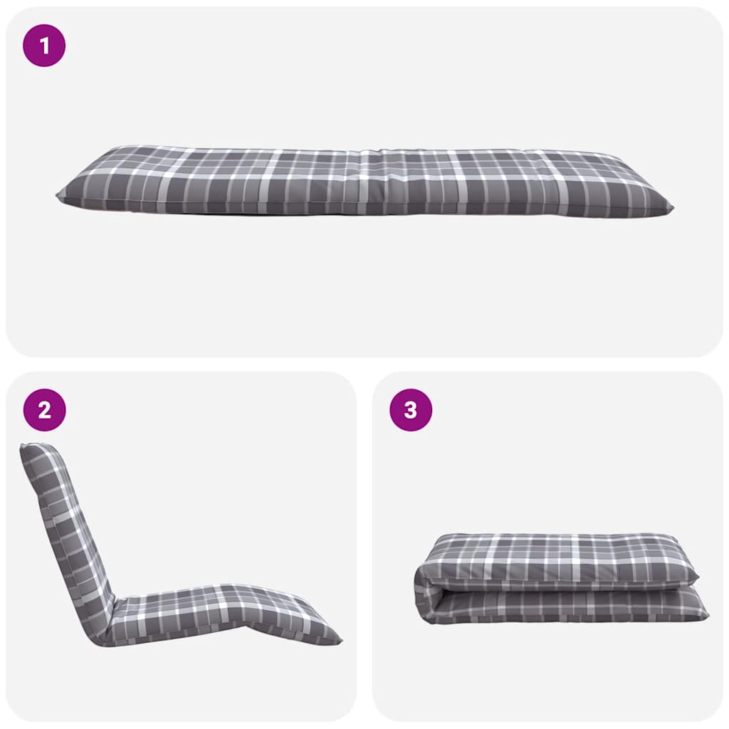 Opvouwbare ligstoel Grijs Geruit Patroon 175x54x8,5 cm Oxford Stof is nu te koop bij PeponiXL, paradijselijk wonen!