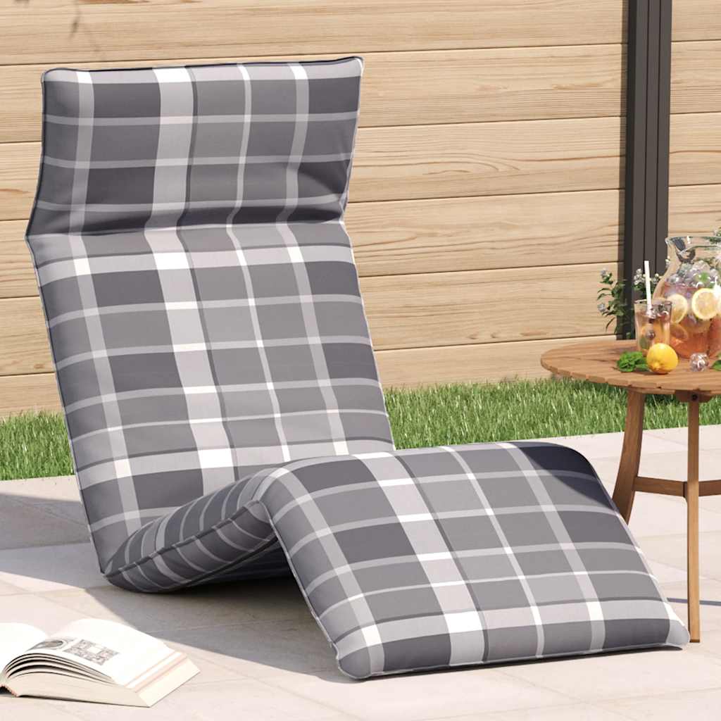 Opvouwbare ligstoel Grijs Geruit Patroon 175x54x8,5 cm Oxford Stof is nu te koop bij PeponiXL, paradijselijk wonen!