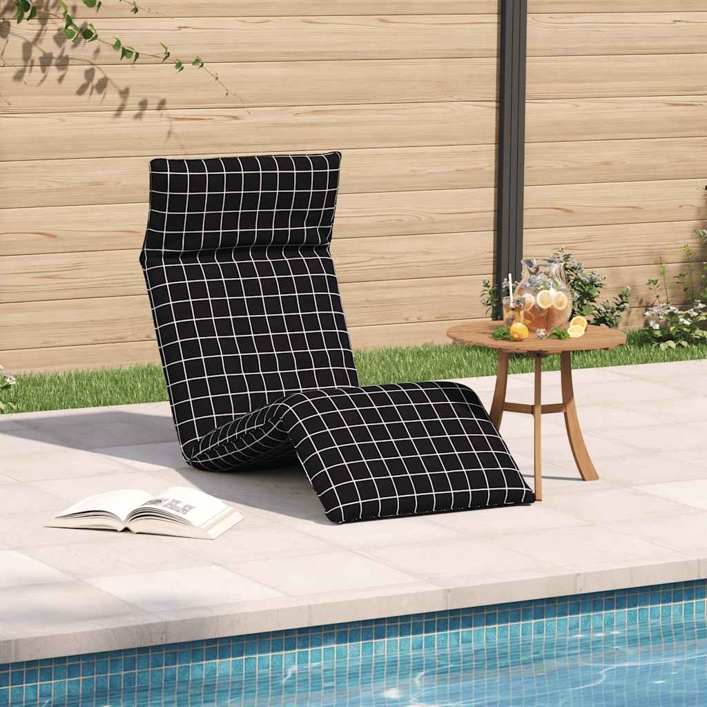 Opvouwbare ligstoel Zwart Geruit Patroon 175x54x8,5 cm Oxford Stof is nu te koop bij PeponiXL, paradijselijk wonen!
