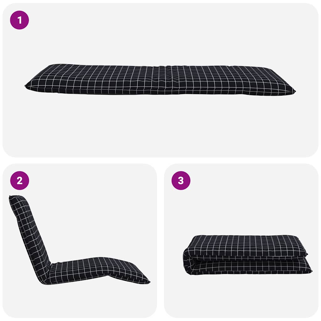 Opvouwbare ligstoel Zwart Geruit Patroon 175x54x8,5 cm Oxford Stof is nu te koop bij PeponiXL, paradijselijk wonen!
