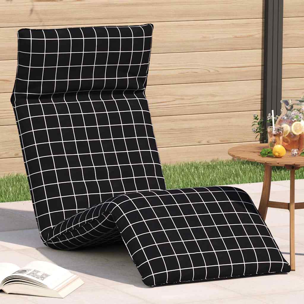 Opvouwbare ligstoel Zwart Geruit Patroon 175x54x8,5 cm Oxford Stof is nu te koop bij PeponiXL, paradijselijk wonen!