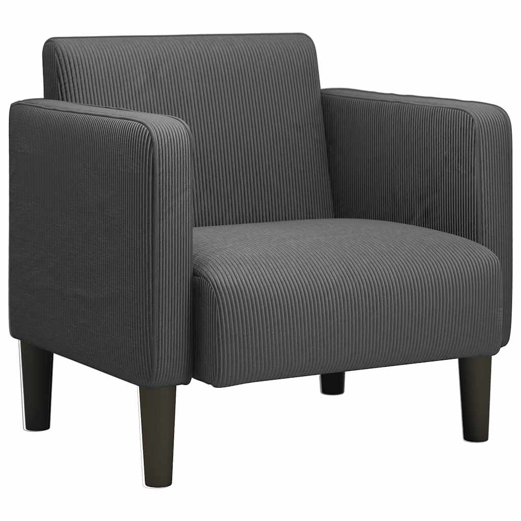 Fauteuil met armleuningen 54 cm corduroy stof donkergrijs is nu te koop bij PeponiXL, paradijselijk wonen!