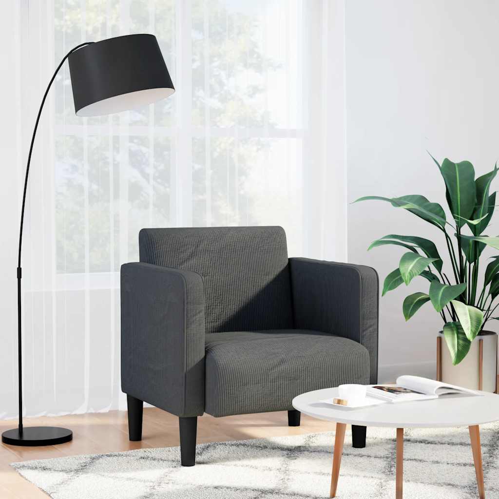 Fauteuil met armleuningen 54 cm corduroy stof donkergrijs is nu te koop bij PeponiXL, paradijselijk wonen!