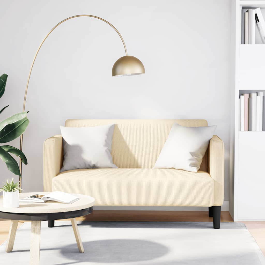Loveseat bank 109 cm corduroy stof crèmekleurig is nu te koop bij PeponiXL, paradijselijk wonen!