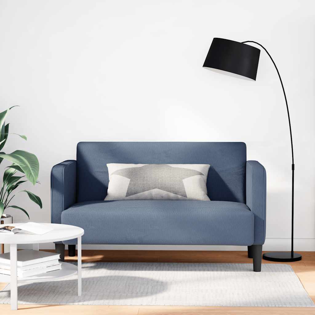Loveseat bank 109 cm corduroy stof blauw is nu te koop bij PeponiXL, paradijselijk wonen!