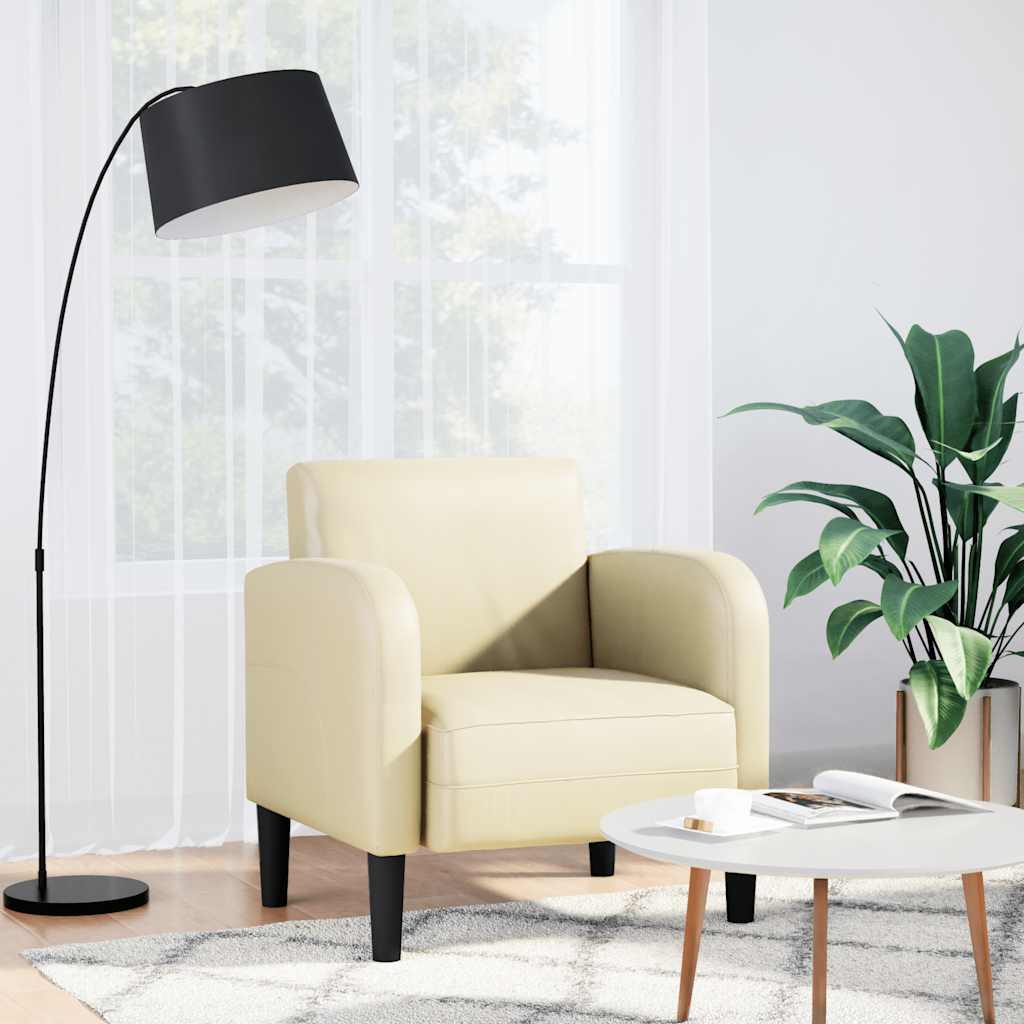 Fauteuil met armleuningen 54 cm kunstleer crèmekleurig is nu te koop bij PeponiXL, paradijselijk wonen!