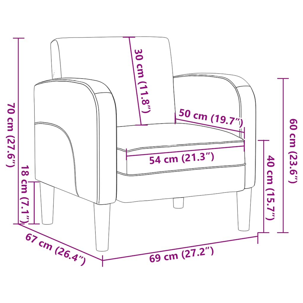 Fauteuil met armleuningen 54 cm kunstleer bruin is nu te koop bij PeponiXL, paradijselijk wonen!