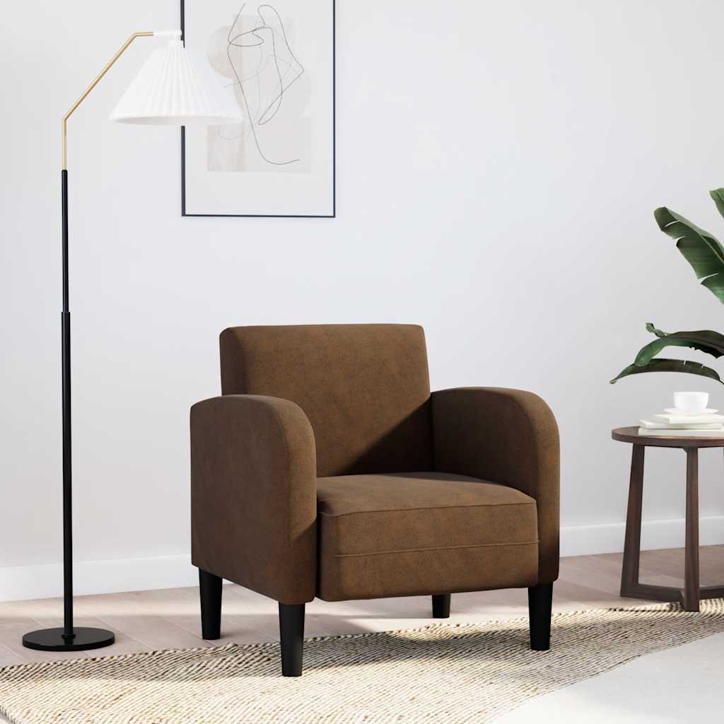 Fauteuil met armleuningen 54 cm kunstleer bruin is nu te koop bij PeponiXL, paradijselijk wonen!