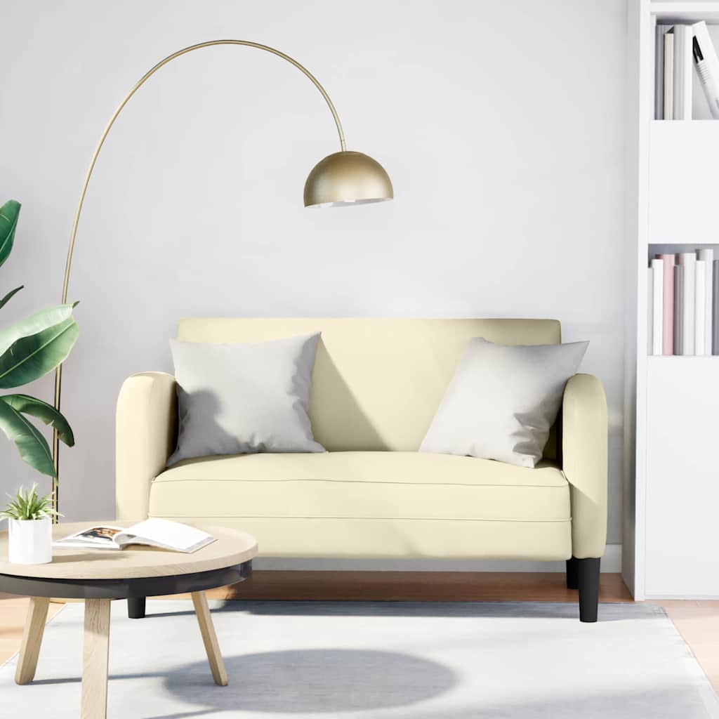 Loveseat bank 110 cm kunstleer crèmekleurig is nu te koop bij PeponiXL, paradijselijk wonen!