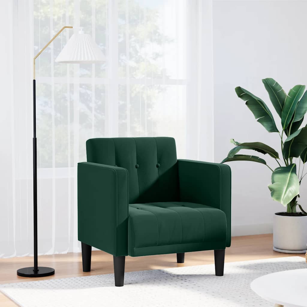 Fauteuil met armleuningen donkergroen 53 cm fluweel is nu te koop bij PeponiXL, paradijselijk wonen!