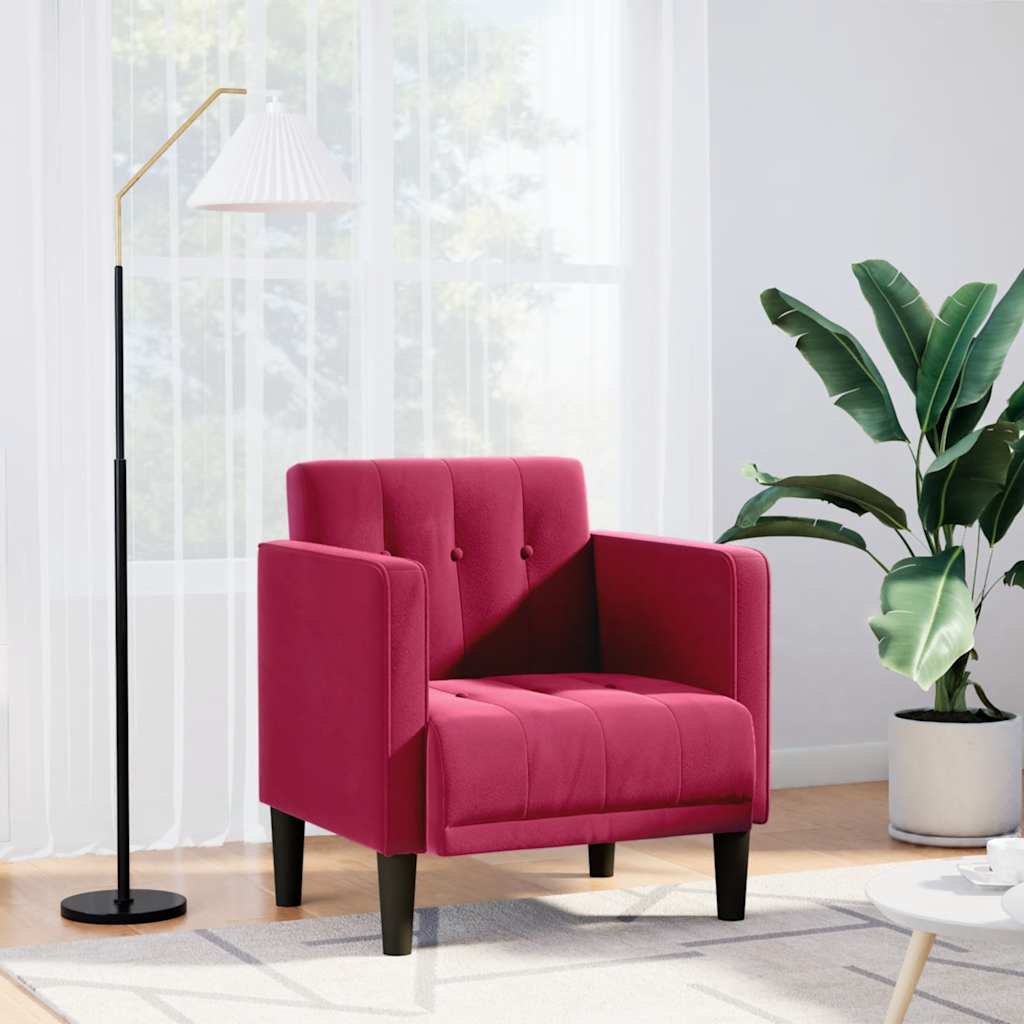 Fauteuil met armleuningen wijnrood 53 cm fluweel is nu te koop bij PeponiXL, paradijselijk wonen!