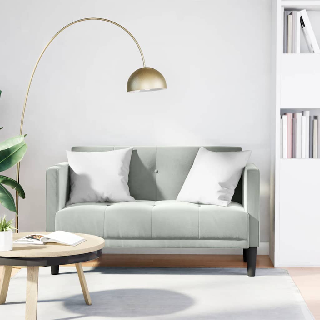 Loveseat bank lichtgrijs 111 cm fluweel is nu te koop bij PeponiXL, paradijselijk wonen!