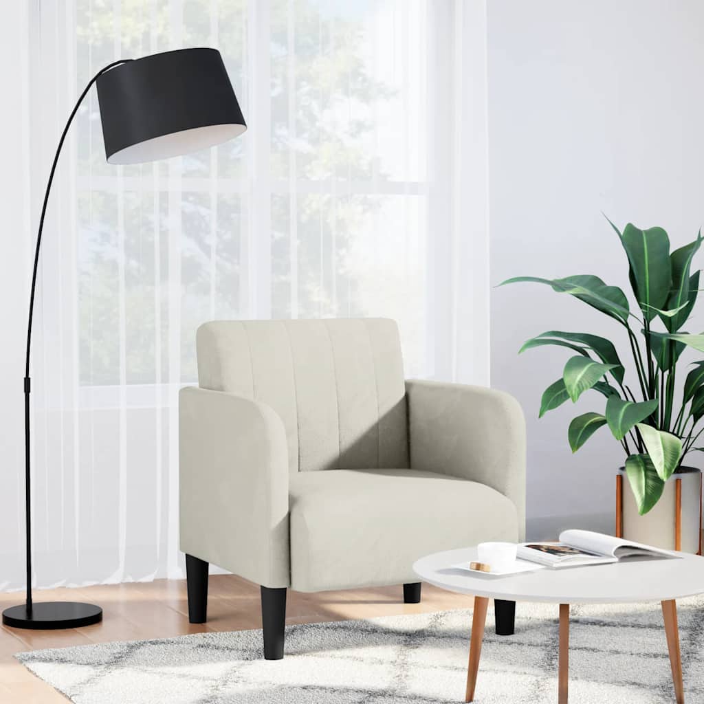 Fauteuil met armleuningen 54 cm fluweel crèmekleurig is nu te koop bij PeponiXL, paradijselijk wonen!