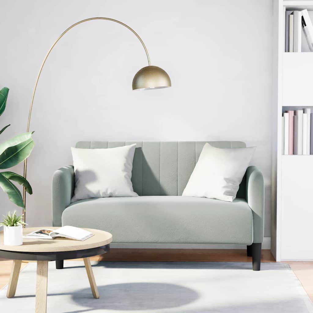 Loveseat bank 109 cm fluweel lichtgrijs is nu te koop bij PeponiXL, paradijselijk wonen!