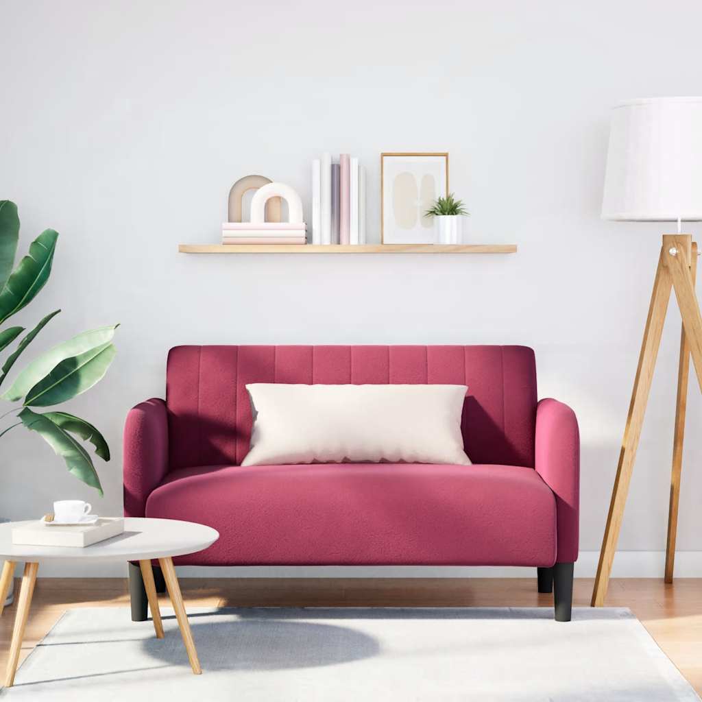 Loveseat bank 109 cm fluweel wijnrood is nu te koop bij PeponiXL, paradijselijk wonen!
