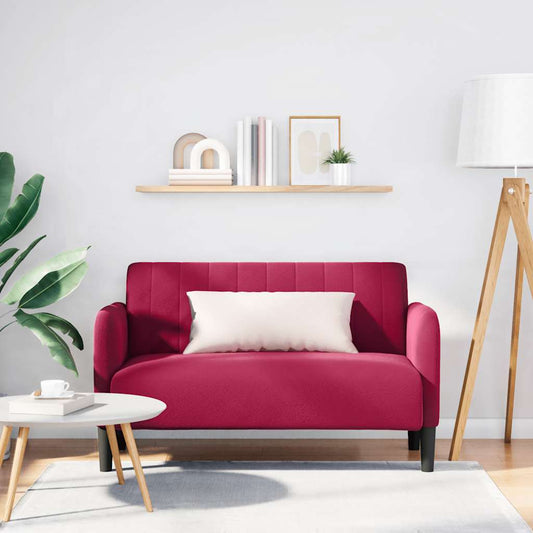 Loveseat bank 109 cm fluweel wijnrood is nu te koop bij PeponiXL, paradijselijk wonen!