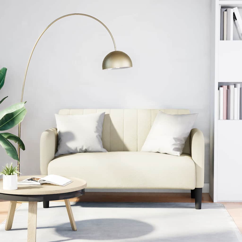 Loveseat bank 109 cm fluweel crèmekleurig is nu te koop bij PeponiXL, paradijselijk wonen!