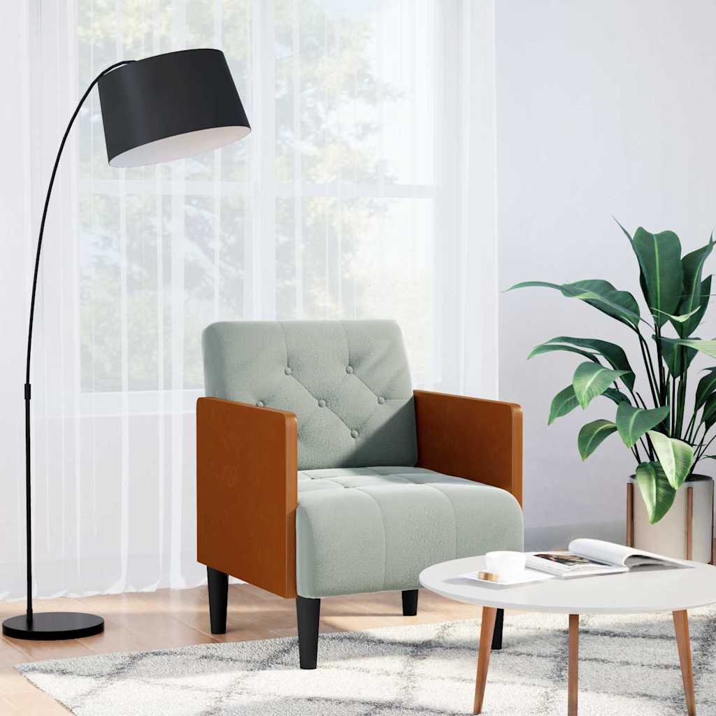 Fauteuil met armleuningen Lichtgrijs 55 cm Fluweel is nu te koop bij PeponiXL, paradijselijk wonen!
