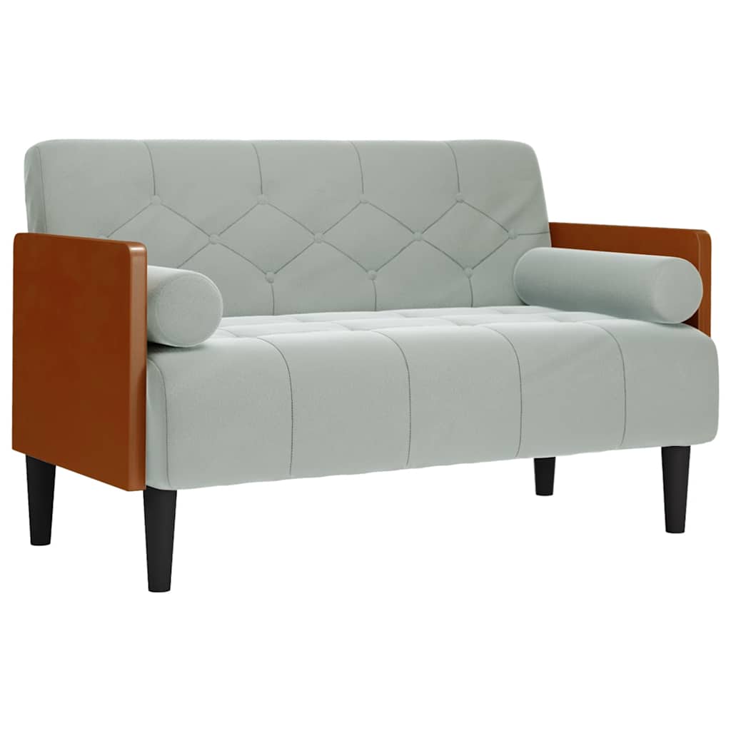 Loveseat bank met bolsters kussens lichtgrijs 110 cm fluweel is nu te koop bij PeponiXL, paradijselijk wonen!