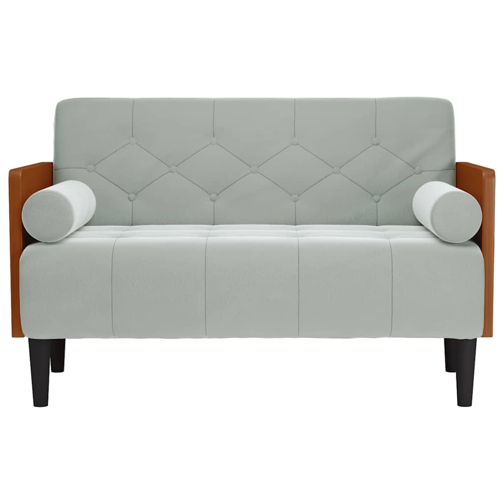 Loveseat bank met bolsters kussens lichtgrijs 110 cm fluweel is nu te koop bij PeponiXL, paradijselijk wonen!