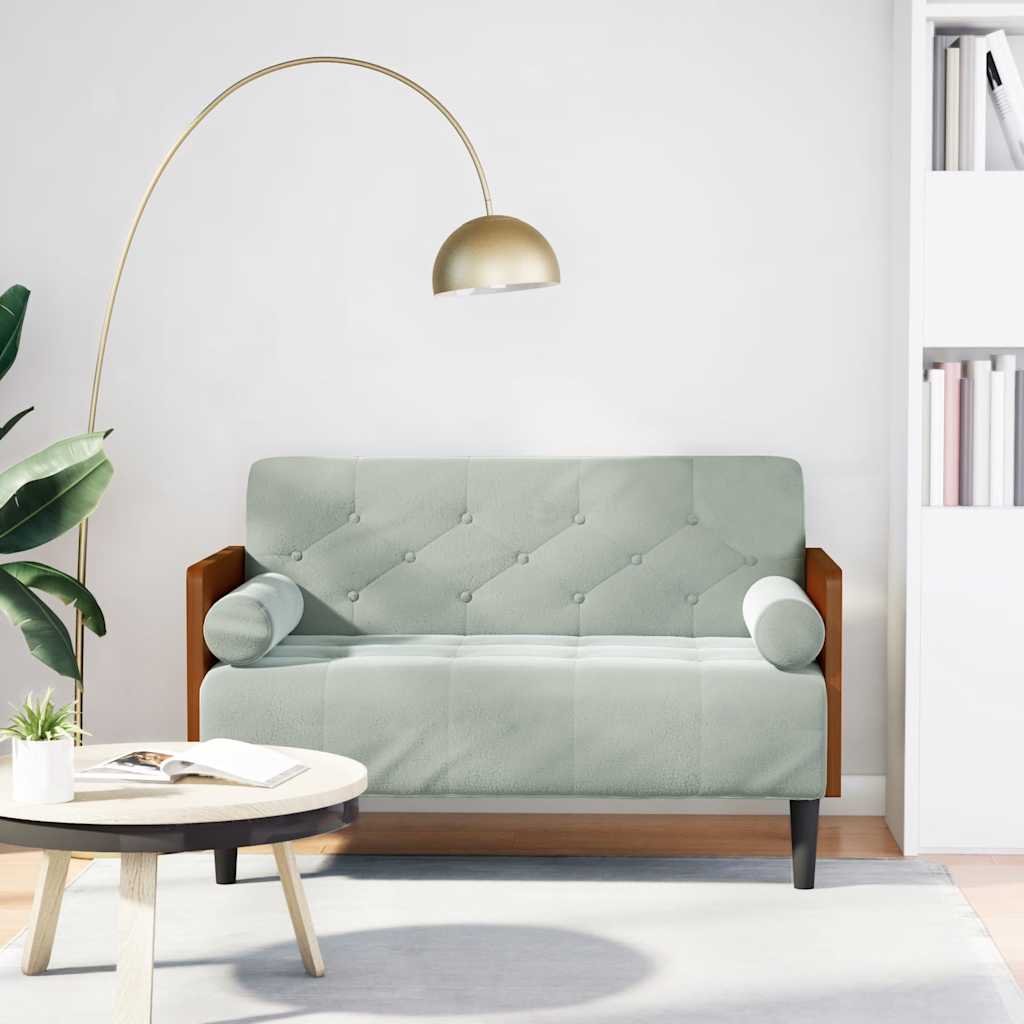 Loveseat bank met bolsters kussens lichtgrijs 110 cm fluweel is nu te koop bij PeponiXL, paradijselijk wonen!