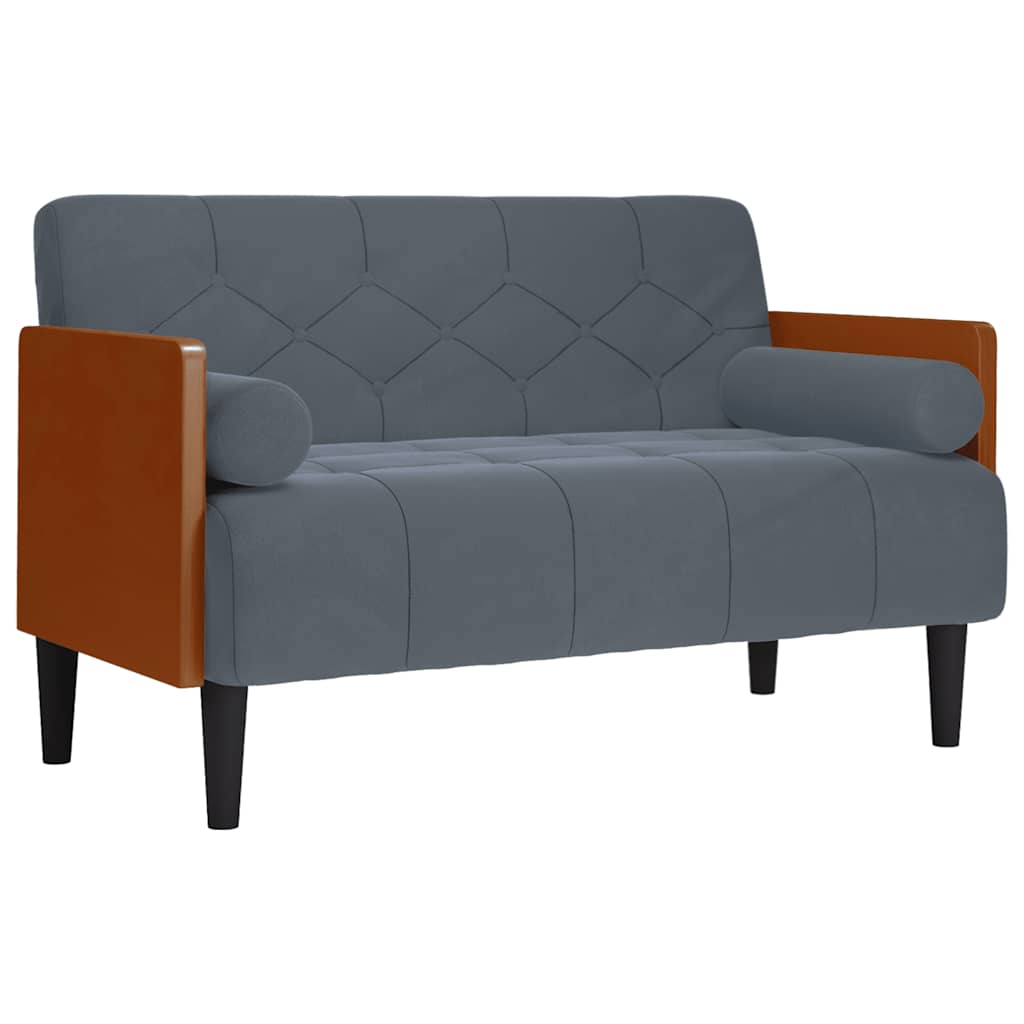 Loveseat bank met bolsters donkergrijs 110 cm fluweel is nu te koop bij PeponiXL, paradijselijk wonen!